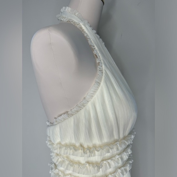 Gorgeous JS Collections Off White Pleated Halter Midi Dress Like New Size 6 - Picture 3 of 13